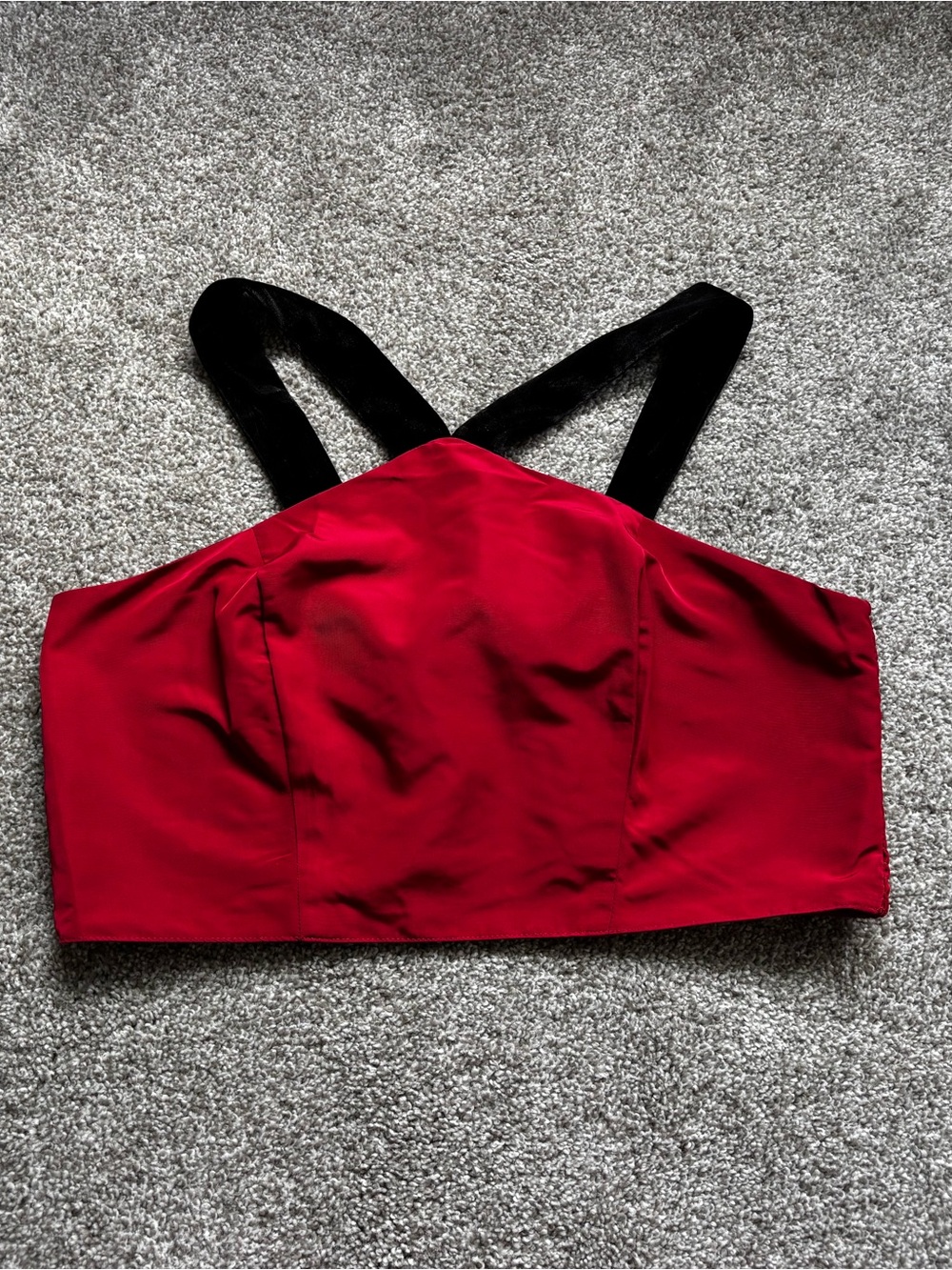Old Navy Red Crop Top with Black Crossback Straps